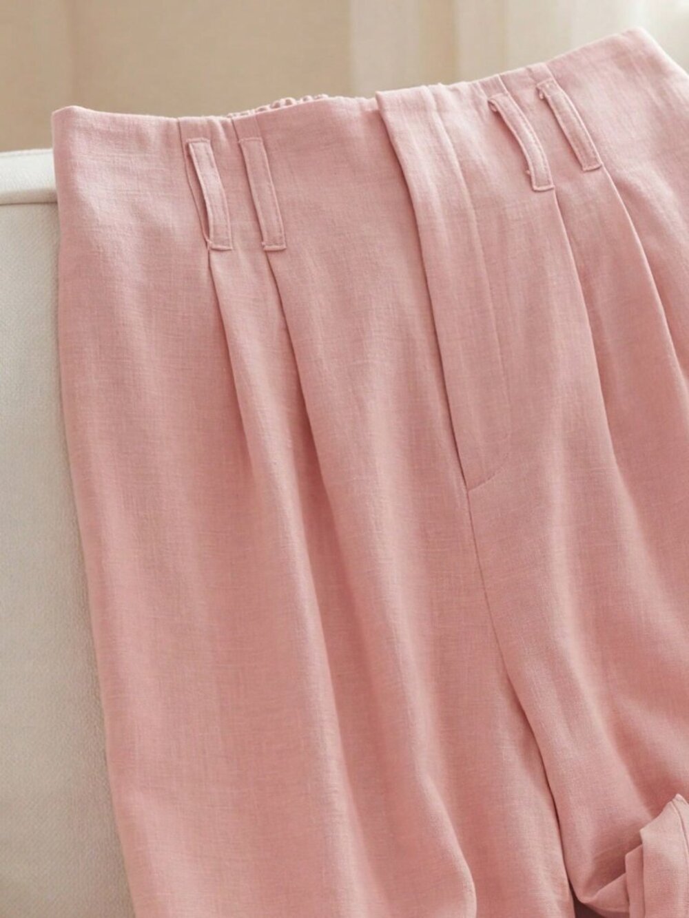 Pink Casual Women's Elegant Cuffed Hem Pants - Picture 3 of 7